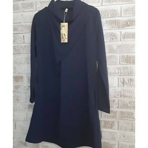 Seoul Korea Boutique Dress Modern Galatica Navy READ XXL